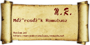 Márcsák Romulusz névjegykártya